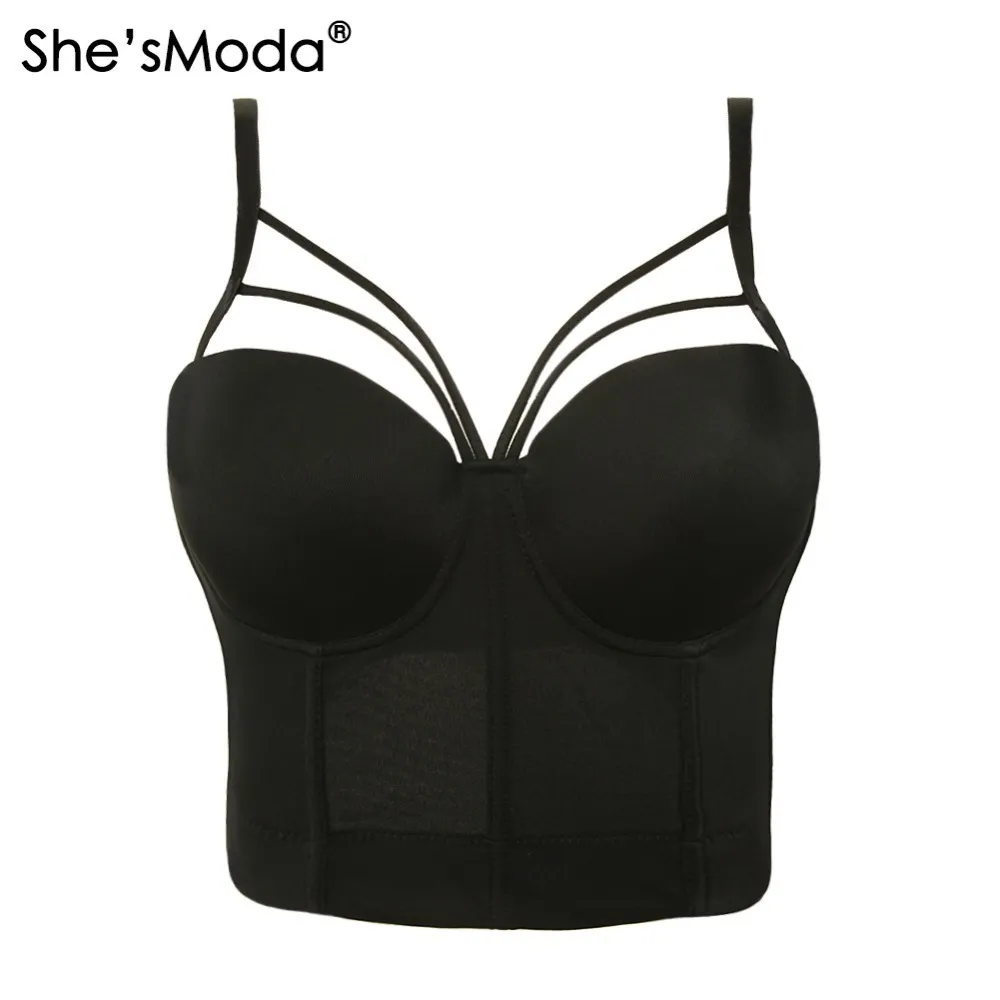 She'smoda Basic Smooth Cut Cross Spandex Push Up Bralet Reggiseno bustier da donna Top corto Vest Plus Size J190427