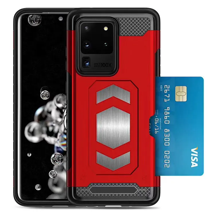 Phone Case for iPhone 11 PRO 8 8Plus XR XS MAX Galaxy S20 Ultra S20+ Premium Full Body Case Durable built-in Magnetic Metal Credit Card Slot