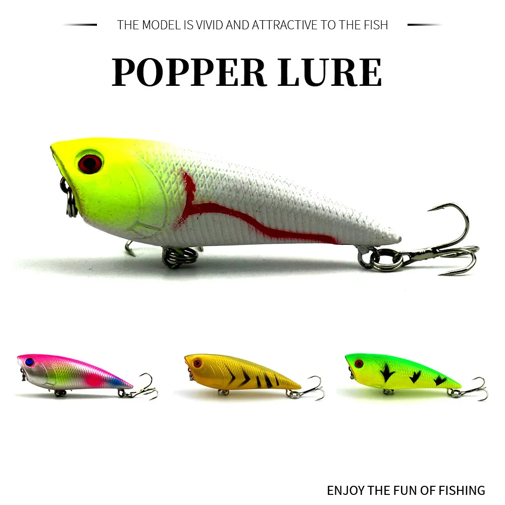 Hengjia Popper Top Water Minnow Fishing Lues人工ハードベイトベースWOBBLER Fishing Tackle 7cm 7.8g