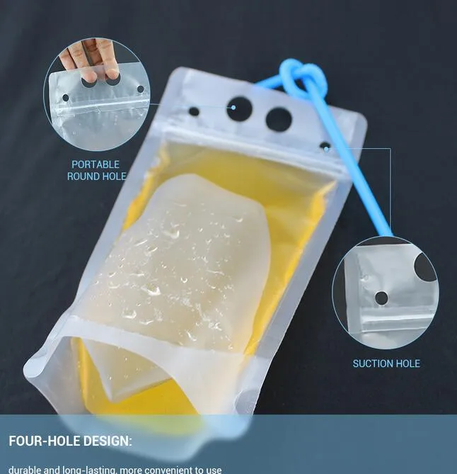 24H Ship Clear Drink Pouches Bags frosted Zipper Stand-up Plastic Drinking Bag with straw with holder Reclosable Heat-Proof FY4061 DHL 3-7 days delivery