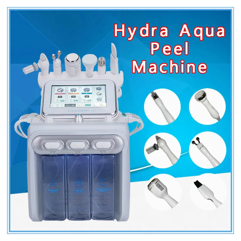Facial Steamer 2022 The Most Popular 6 In 1 H2-O2 Hydrodermabrasion Ultrasound Head Oxygen Jet RF Cold Hammer Equipment DHL Fast