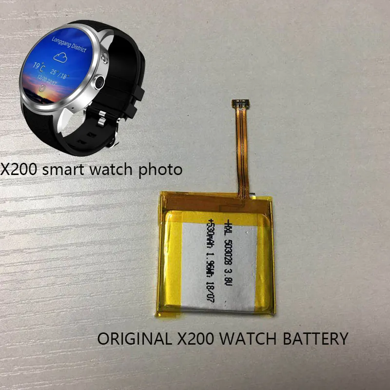 2019 Rechargeable Polymer original Durable 530mAH watch Battery For Smart Watch x200 smartwatch phone watch saat wristwatch