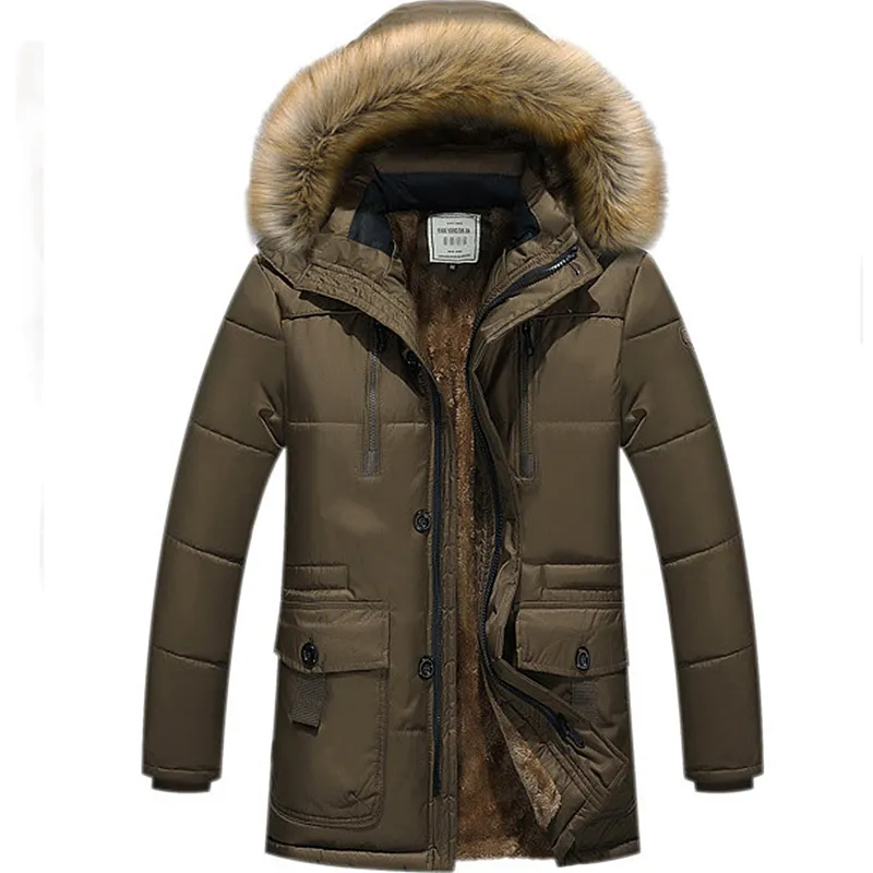 2018 Moda Kurtki zimowe Męskie Plus Size Plus Wełna wełniana wkładka Ciepła parka W Długie Płaszcze Solid Color Casual Luźne Kurtki