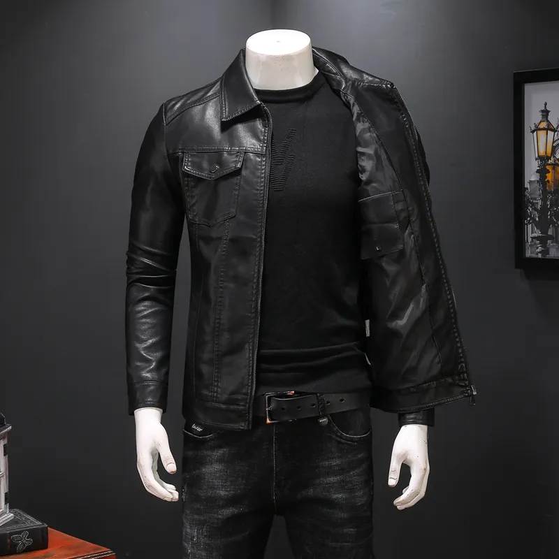 Piel De Hombres Faux Motocicleta Chaquetas De Cuero Para Hombre