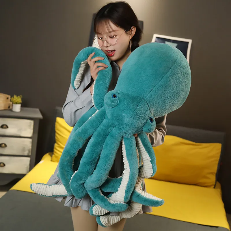 Große Simulation Tier Octopus Plüschtier Cartoon Octopus Tintenfisch Puppe Kissen für Kinder Mädchen Geschenke Dekoration 35 Zoll 90 cm DY50849