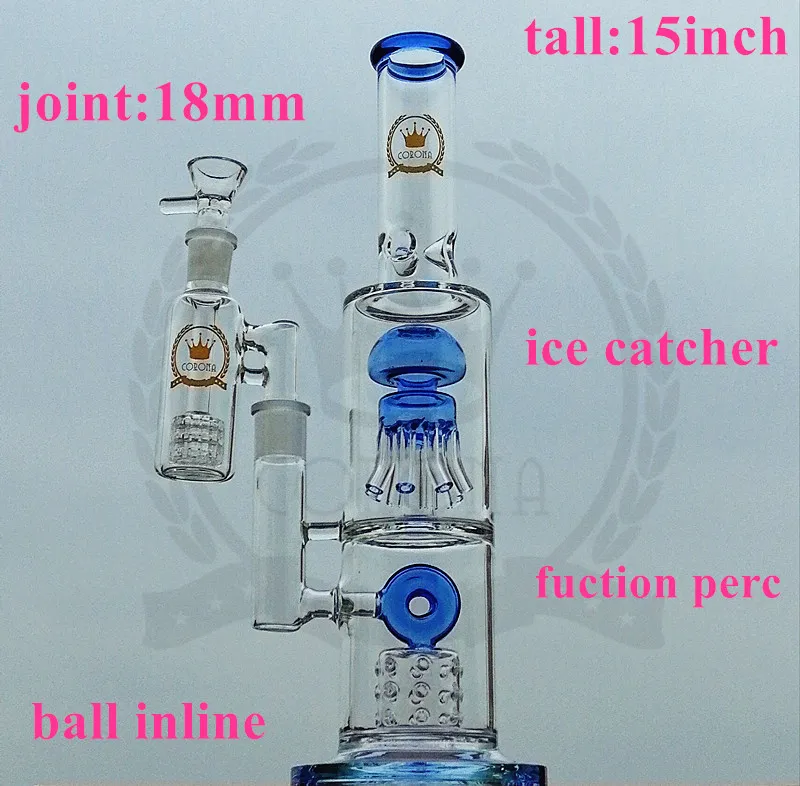 Bongs Vattenrör Arm Träd Perc Recycler Bubbler Olje Riggar 10 "Tall Bent Neck Tjock DAB BEAKER HOLOKAHS