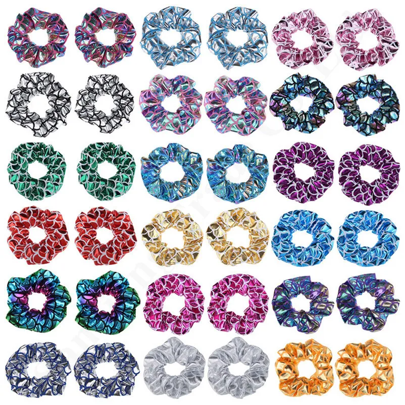 Mermaid Fish Scale Hair Ring Elastic Scrunchie Hair Tie For Women And