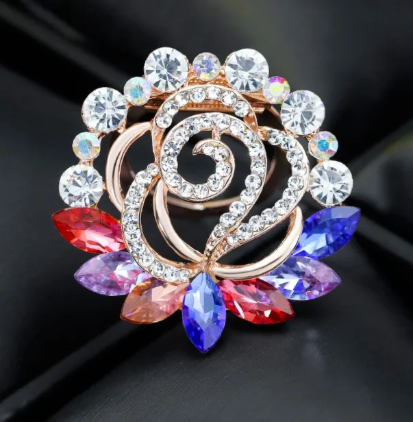 Wholesale-brooch designer brooches jewelry fashion crystal pins brooches flower silk buckle and brooch two use model no. NE979-1