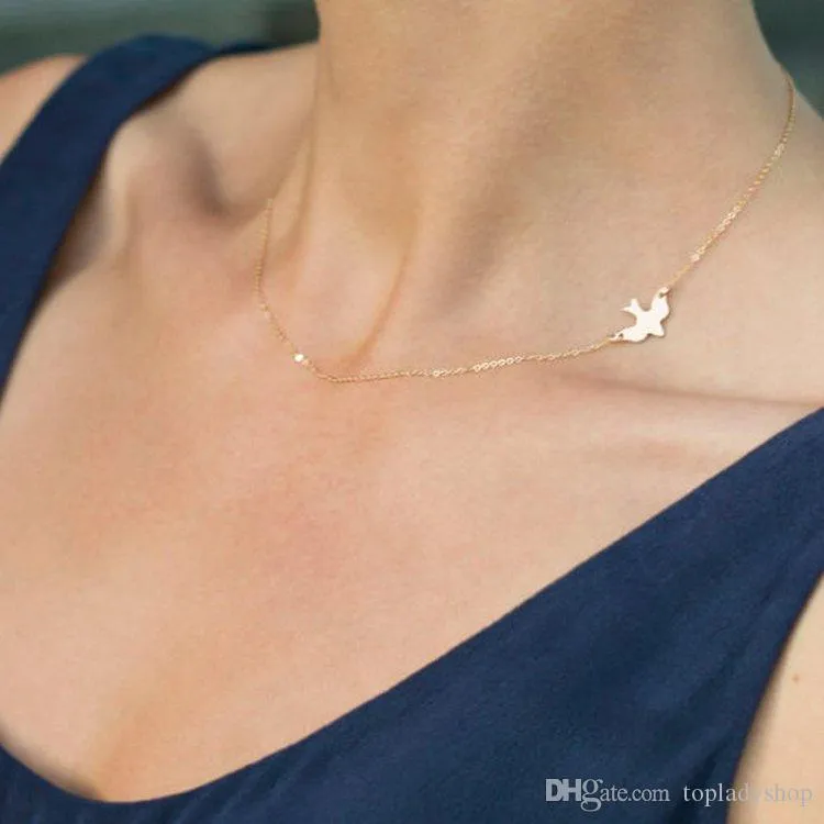 Eenvoudige metalen vogels vrede duif korte vrouwen ketting kettingbeen ketting ketting dame sieraden groothandel