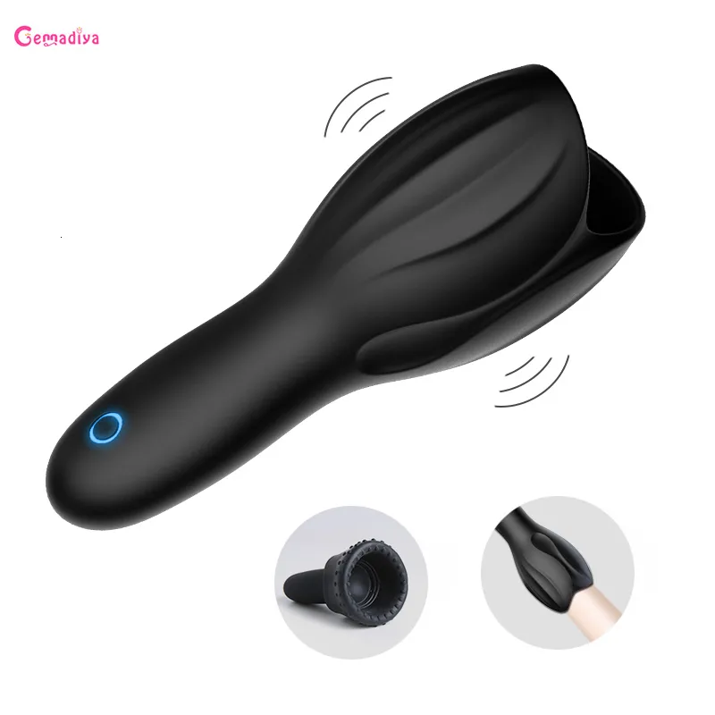 Manliga glans vibrator penis massager manlig masturbator fördröjning bestående sex maskin stamina tränare vuxen leksak för män penis stimulator t191128