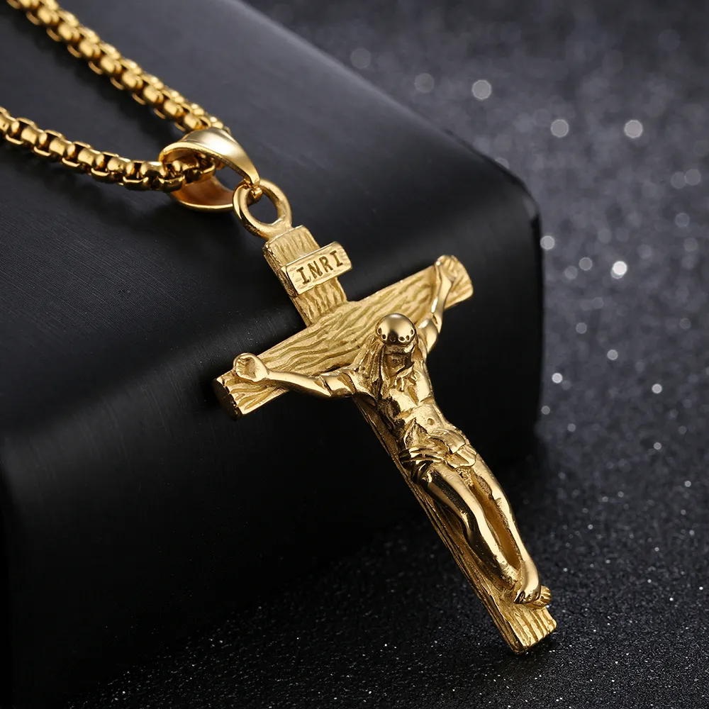 Jesus crucifix necklace gold hotsell