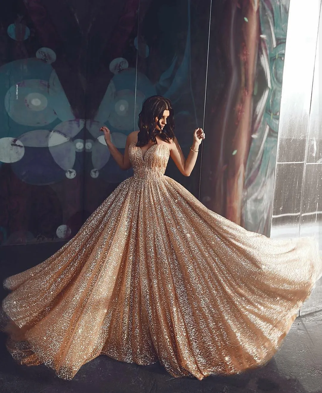 one shoulder gold prom dress One Shoulder Mermaid Gold Satin Long Prom Dress with Slit, Mermaid Gol –  abcprom main image 0