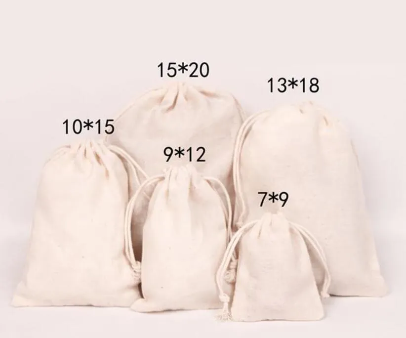 Lona Drawstring Bolsas De Jóias 100% Natural Algodão Lavanderia Favor Suporte Moda Jewellry Bolsas