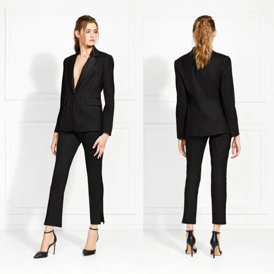 Black Mother of the Bruid Suits One Button Slim Fit Vrouwen Werkbroek Past Ladies Party Avondkleding voor Bruiloft (jas + broek)