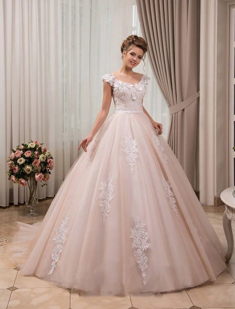 Light pink wedding dress shop plus size