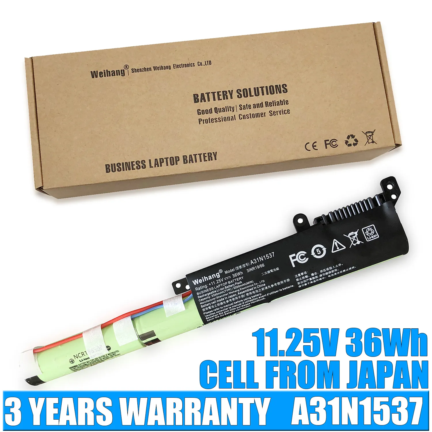 Japansk cell 36Wh 11.25V Weihang A31N1537 Bärbar dator Batteri för Asus Vivobook Max X441 x441SA X441SC X441UA