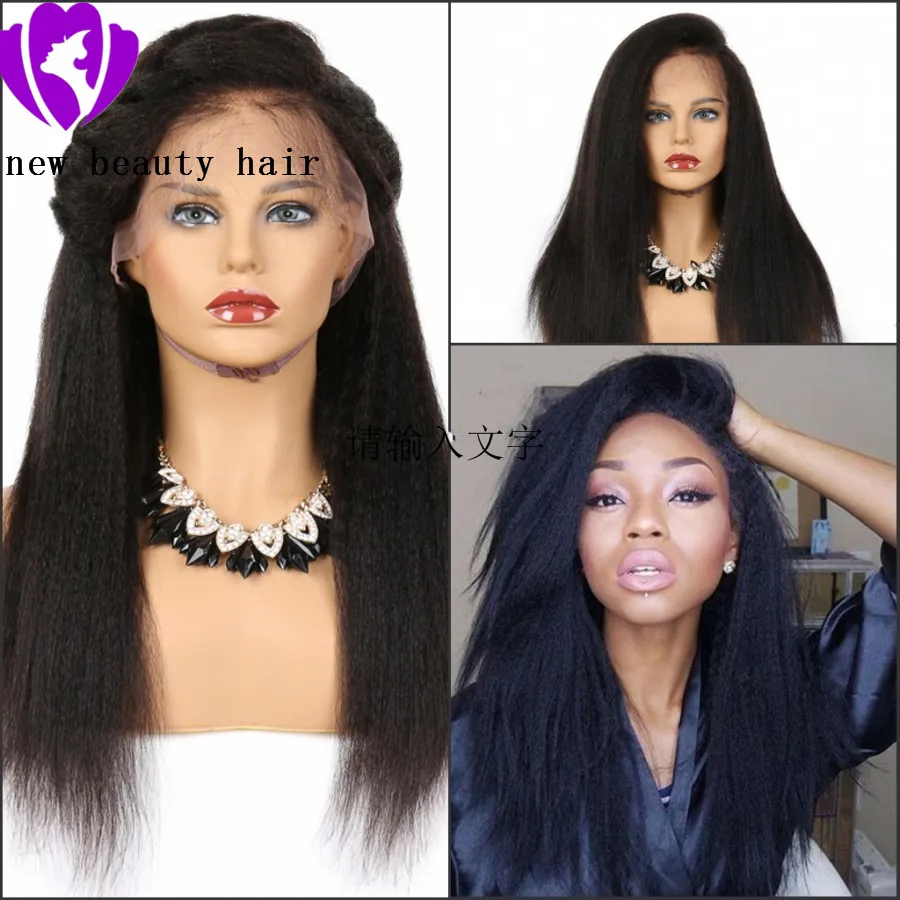Free part Deep Frontal Brazilian full Lace Front Wigs With Baby Hair Pre Plucked Glueless kinky Straight synthetic wig For Women