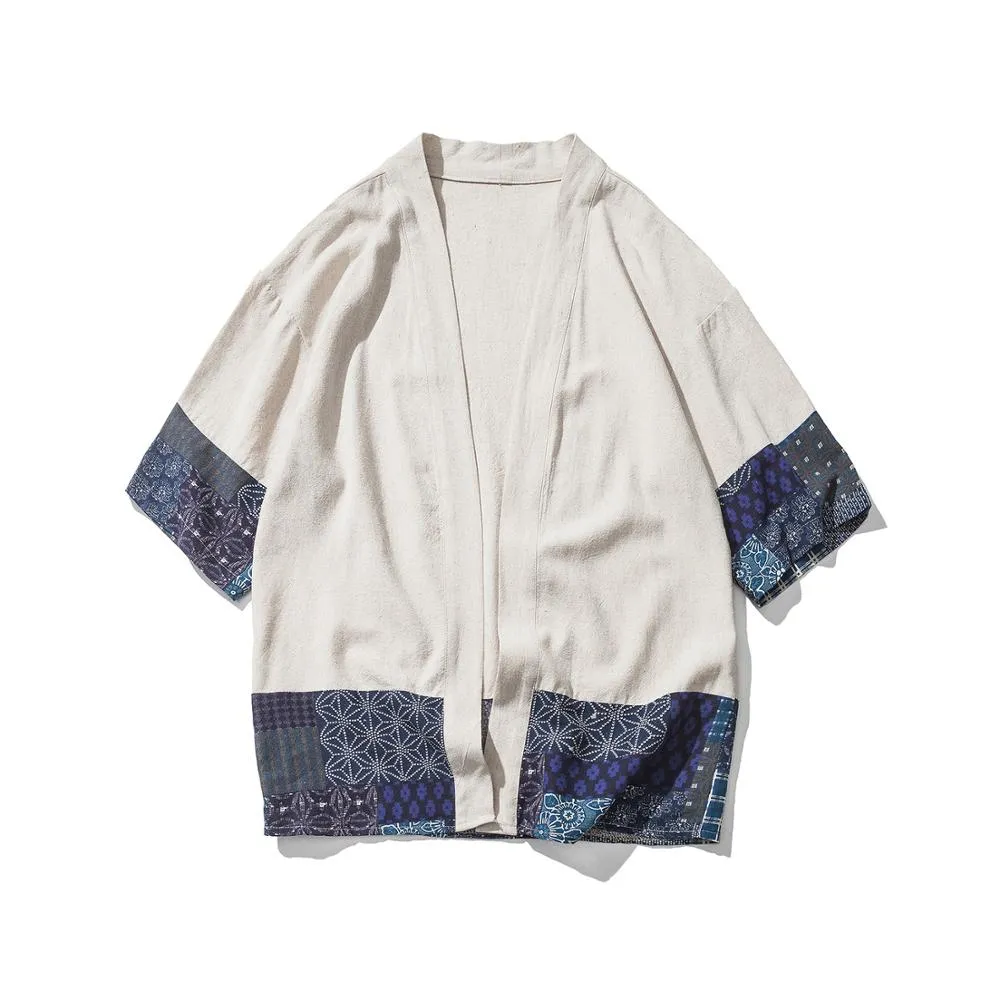 Pamuk Keten Gömlek Ceketler Erkekler Çin Streetwear Kimono Gömlek Ceket Erkekler Keten Hırka Ceketler Ceket Artı Boyutu 5XL
