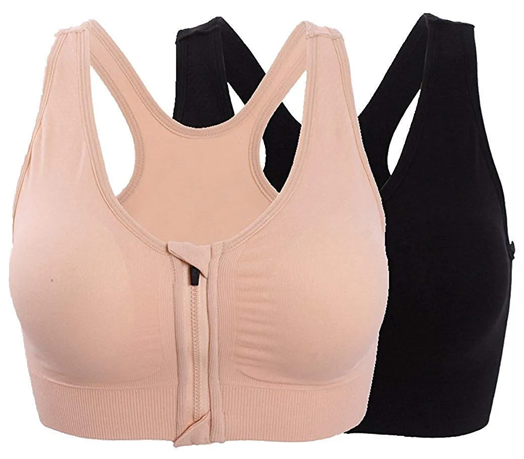 Womens Zipper Front Closure Sports Bra Racerback Yoga Bras With Removable  Paddings Black And Beige From Seamless, $16.24