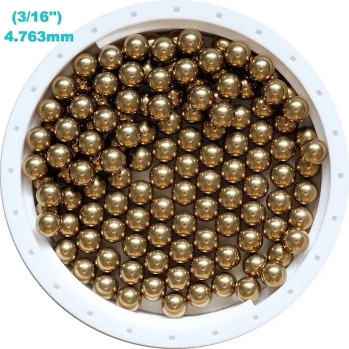 3/16'' ( 4.763mm ) Solid Brass (H62) Bearing Balls For Industrial Pumps, Valves, Electronic Devices, Heating Units and Furniture Rails