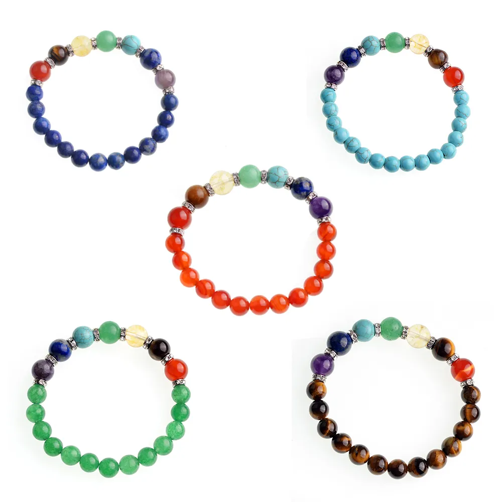 Sete homens e mulheres pulseira de pedras preciosas 8mm fundido rocha aromaterapia óleo essencial de difusão de pulso jóias elásticas naturais de pedra yoga beads han