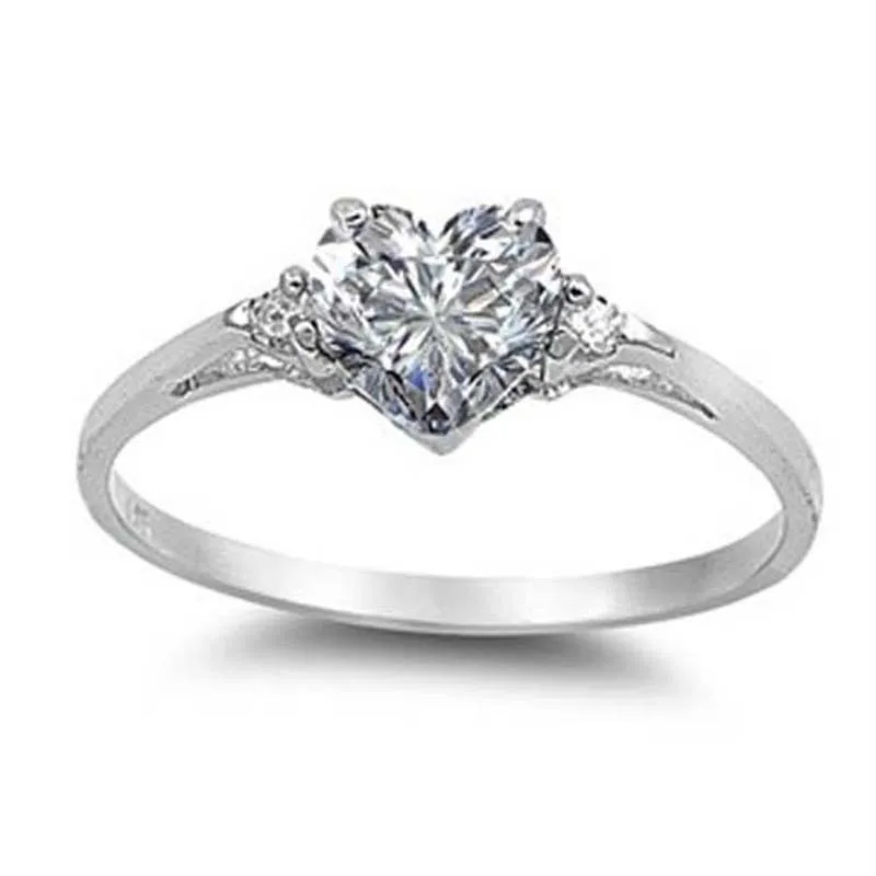 Женская мода Стерлингового Серебра 925 Сердце Изумрудный Promise Ring обручальные кольца для женщин