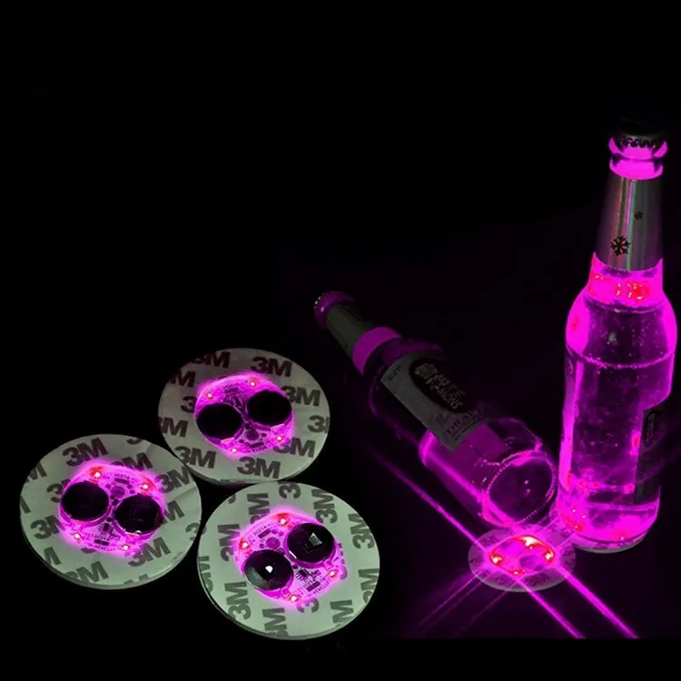 Led Bar Cup Coaster Light Up Cup Klistermärke för drycker Kopphållare Ljus Vinlutflaska Party Bröllopsdekoration Tillbehör T2i5694