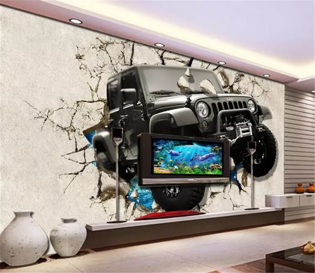 Benutzerdefinierte Fototapete 3d3D Dreidimensionale Gebrochene Wand Aus Dem Auto Wohnzimmer Schlafzimmer Hintergrund Wanddekoration Tapete