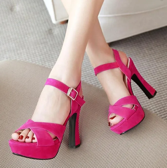 Plus size 32 33 34 35 to 40 41 42 43 cross strap platform thick heels fashion luxury designer women shoes high heel sandals