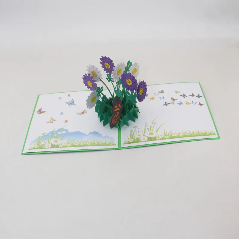 Handmade 3D Pop UP Flower Greeting Cards Thank You Paper Invitation Birthday Postcard For Mom Teacher Festive Party Supplies