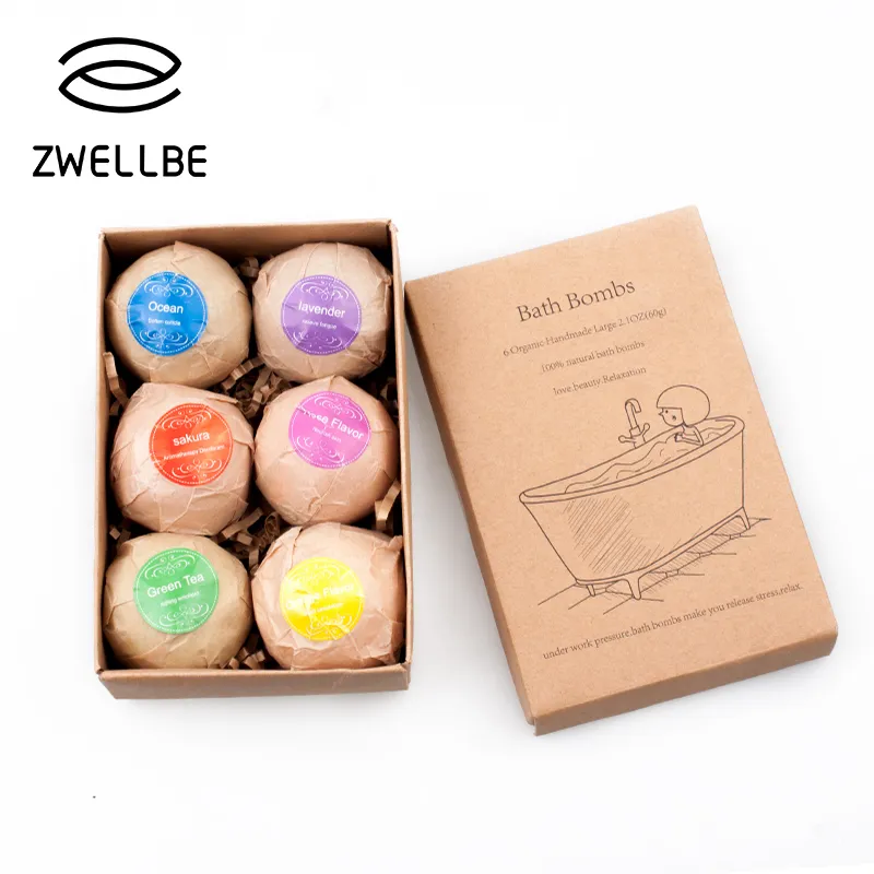 6x2.1 Oz Bath Bombs Gift Set Handgjorda Stor Bath Fizzy Essential Oljebad Bombs Kit för fuktgivande bubbla SH190729