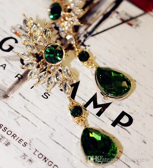 Örhängen Pretty Statement Mode Smycken Brand Design Nya koreanska Crystal Drop Örhängen Diamant Ädelsten Wing Fjädrar Bohemian Örhängen