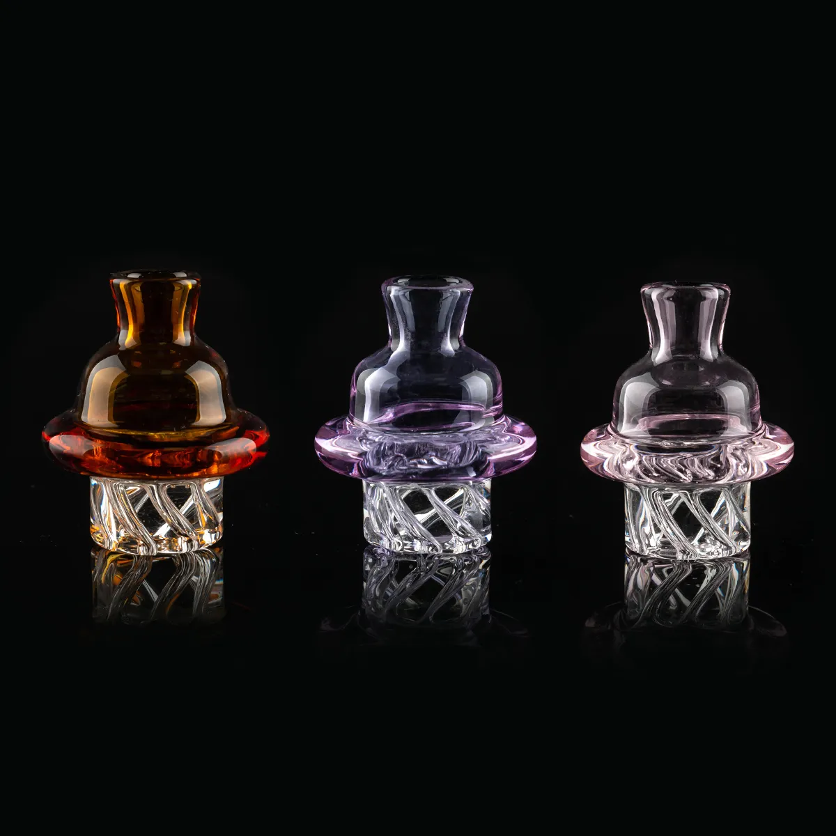 Perfekt snurra kolhydratglas cyklon riptide bubbla klara lila rosa bruna mössor för vattenpipa 25 mm kvarts banger naglar dab rig vatten bong