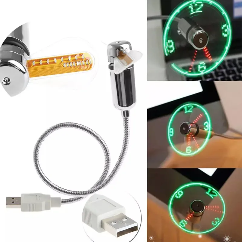 Мини-USB LED вентилятор Дисплей часов мигающий Время USB часы вентилятора для PC Notebook Power Bank зарядное устройство с USB Ith Часы Гаджеты MQ60