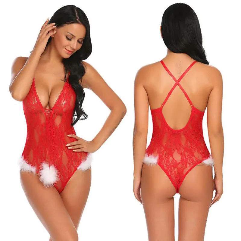 Xmas Sexy Ladies Lingerie Sleepwear Women Babydoll G-string Nightwear #R45