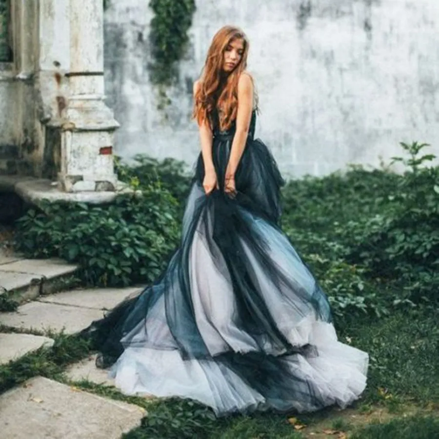 Black And White Wedding Dress Gothic Style... From Donnaweddingdress12,  $112.49 | DHgate.Com
