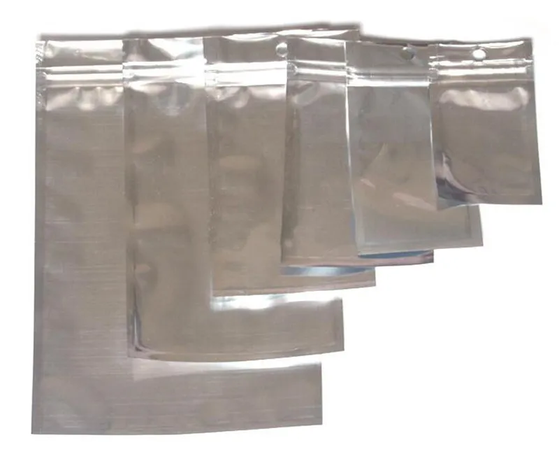 Silver Aluminum Foil Clear Resealable Valve Plastic Retail Packaging Packing Bag Zipper Package Pouches