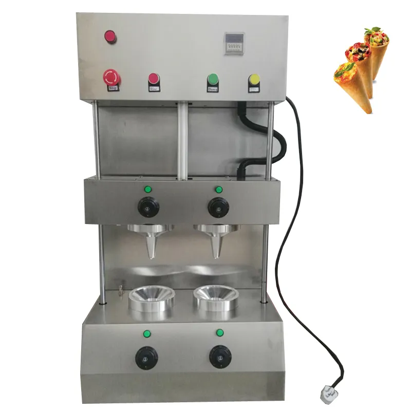 Vendre une nouvelle machine à cône de pizza distributeur automatique de cône de pizza en acier inoxydable avec deux parapluies