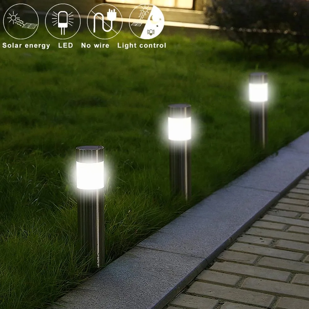 2W LED Jardín solar Iluminación de acero inoxidable Stud Lámpara de césped IP65 Lámpara de jardín solar impermeable Lámpara al aire libre Lámpara