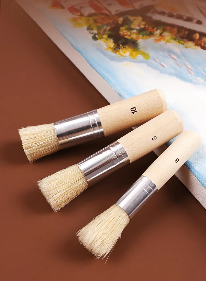 Wholesale Natural Bristle Blending Oil Paint Pen Set With Shading Brush Tool Kit And Wooded