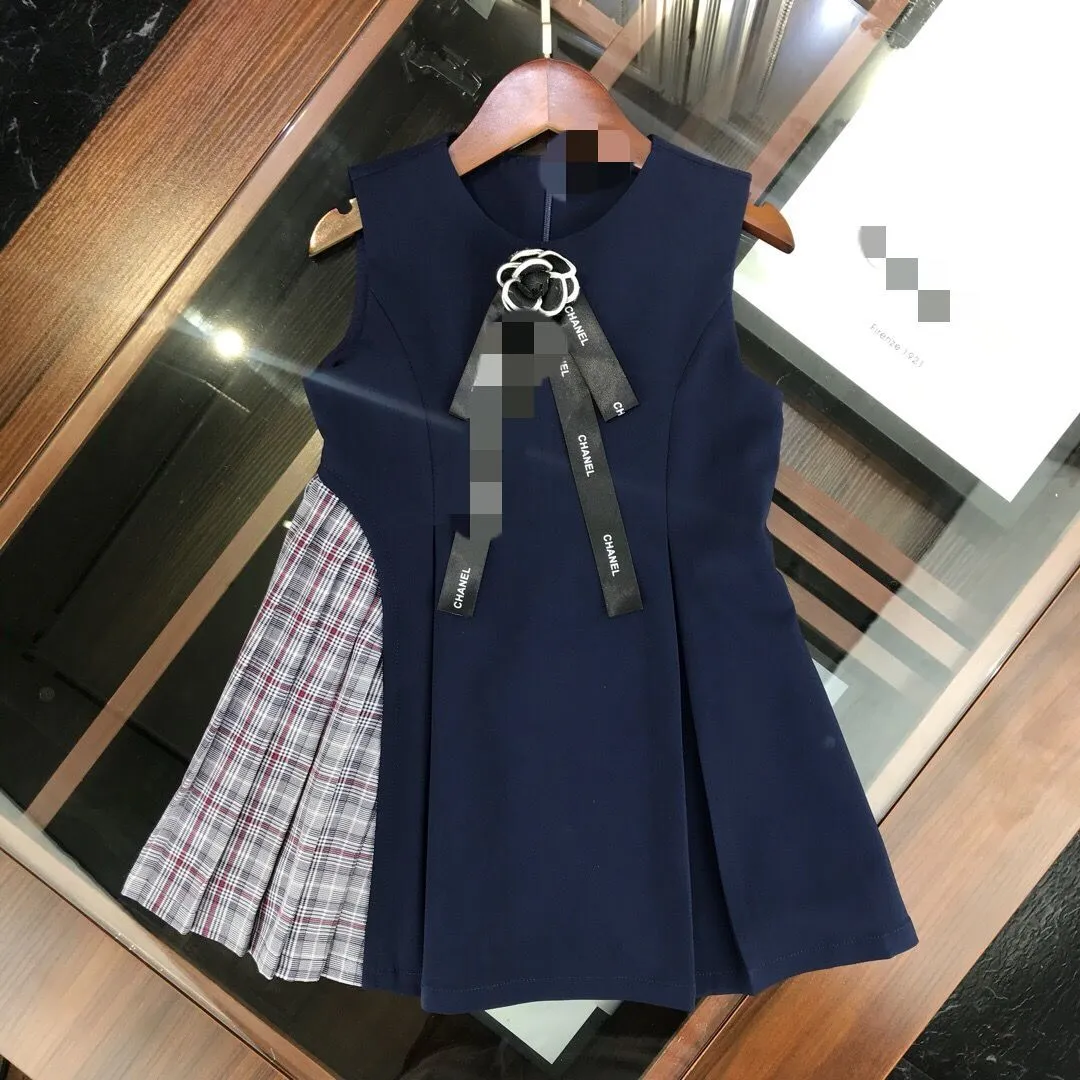 Bambini all'ingrosso vestito da prua ragazze bambina senza maniche moda autunno vestito Vestiti per bambini