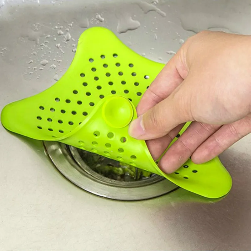 Kitchen Silicone Sink Strainer Five-pointed Star Sink Filter Bathroom Sucker Floor Drains Shower Hair Sewer Filter Colanders