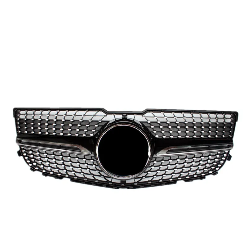 1 stycke toppkvalitet gt stil svart nätgrill ersättning diamant modell silver front racing grill galler 2012-2014 för glk x204