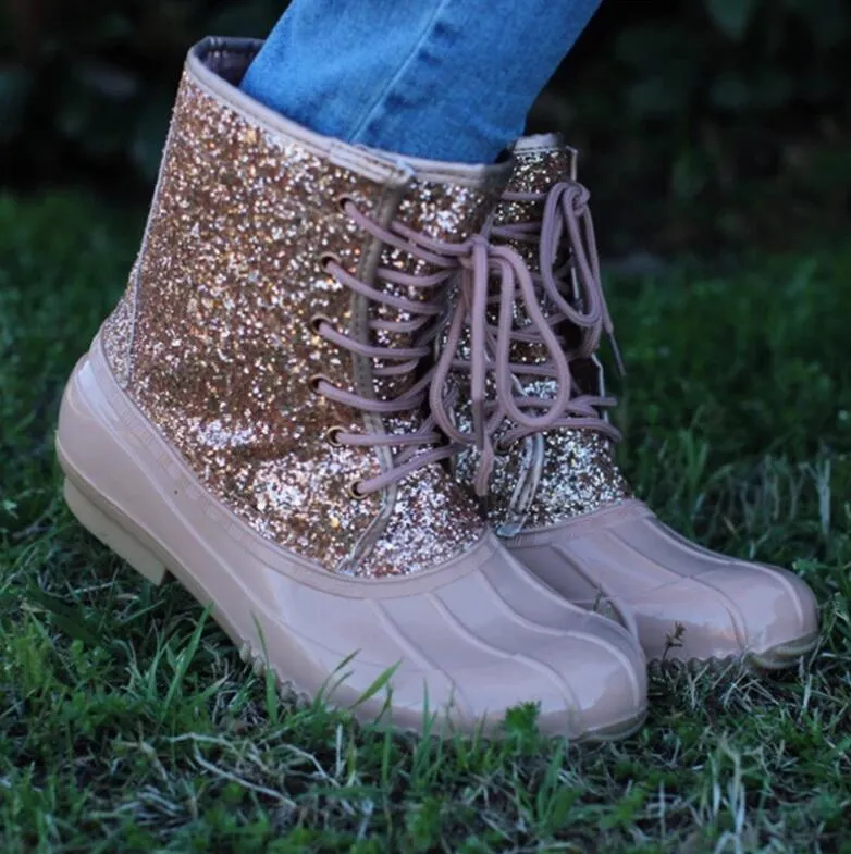 Glitter Slip Duck Sequin Boots For Women And Men Non Slip