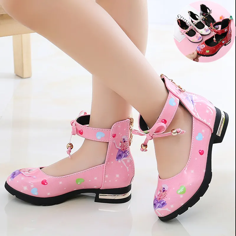 kids shoes girls leather shoes spring autumn 2020 new Korean high-heeled princess children soft bottom little girl