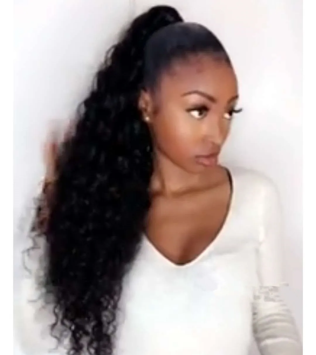 Afro Kinky Cliply Clip-in Top Zamknięcie Ponytail African American Brazylijski Human Dziewiczy Włosy Naturalny Kolor 160Gram Sznurek