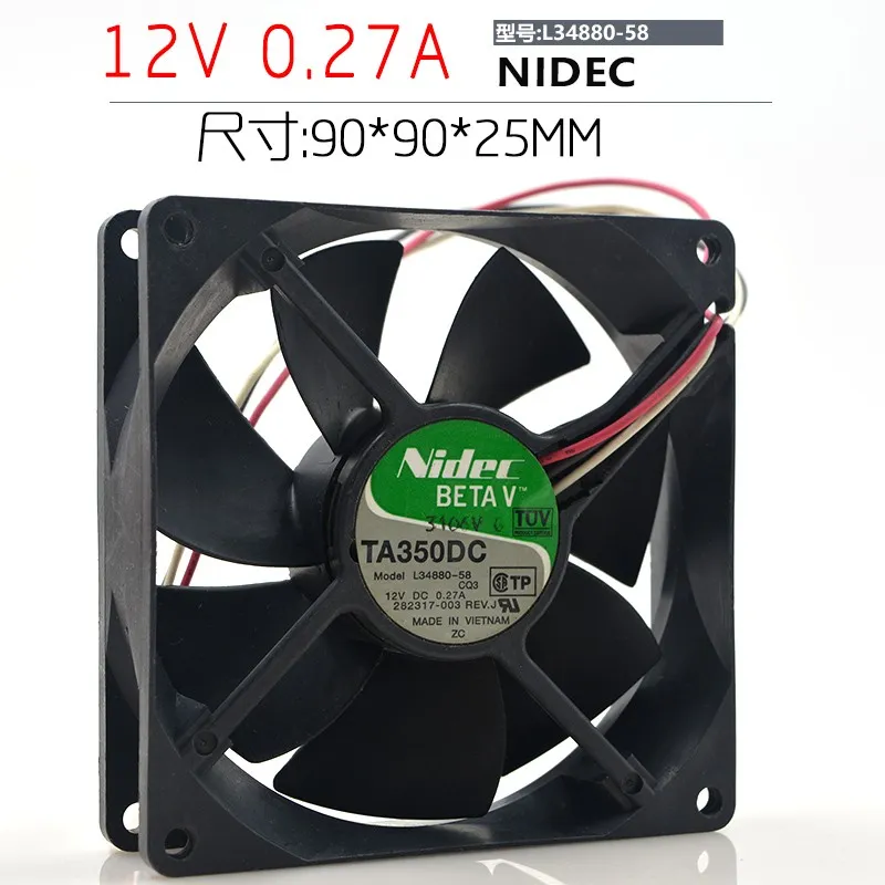 Nidec TA350DC L34880 58 12V 0.27A 90259cm Inverter Radiator Fan From