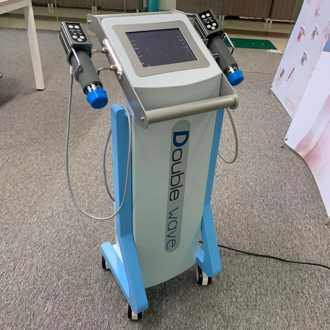 Portable ESWT shockwave therapy machine for body slimming ED treatment two handles can work togethe shock wave device pain relief