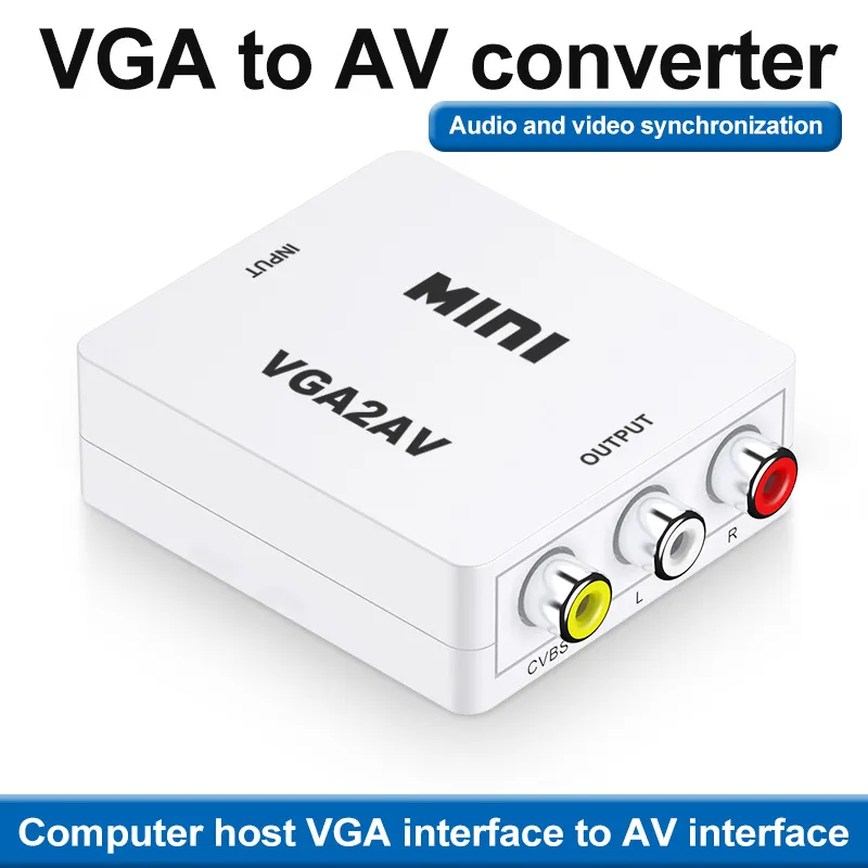 Mini VGA A AV Conversor Adaptador Adaptador HD 1080P VGA2AV RCA