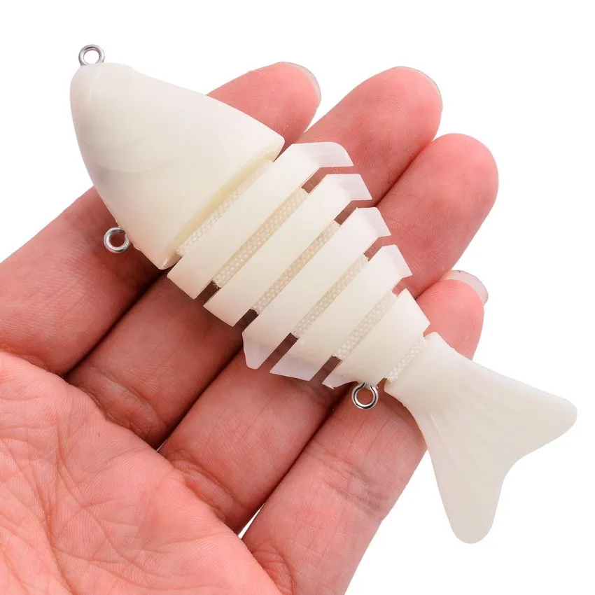 YETYE 10pcs Unpainted Fishing Lure Blanks - 4.5" Segmented Jointed Minnow Swimbait, 1/2 Oz, With Free Eyes